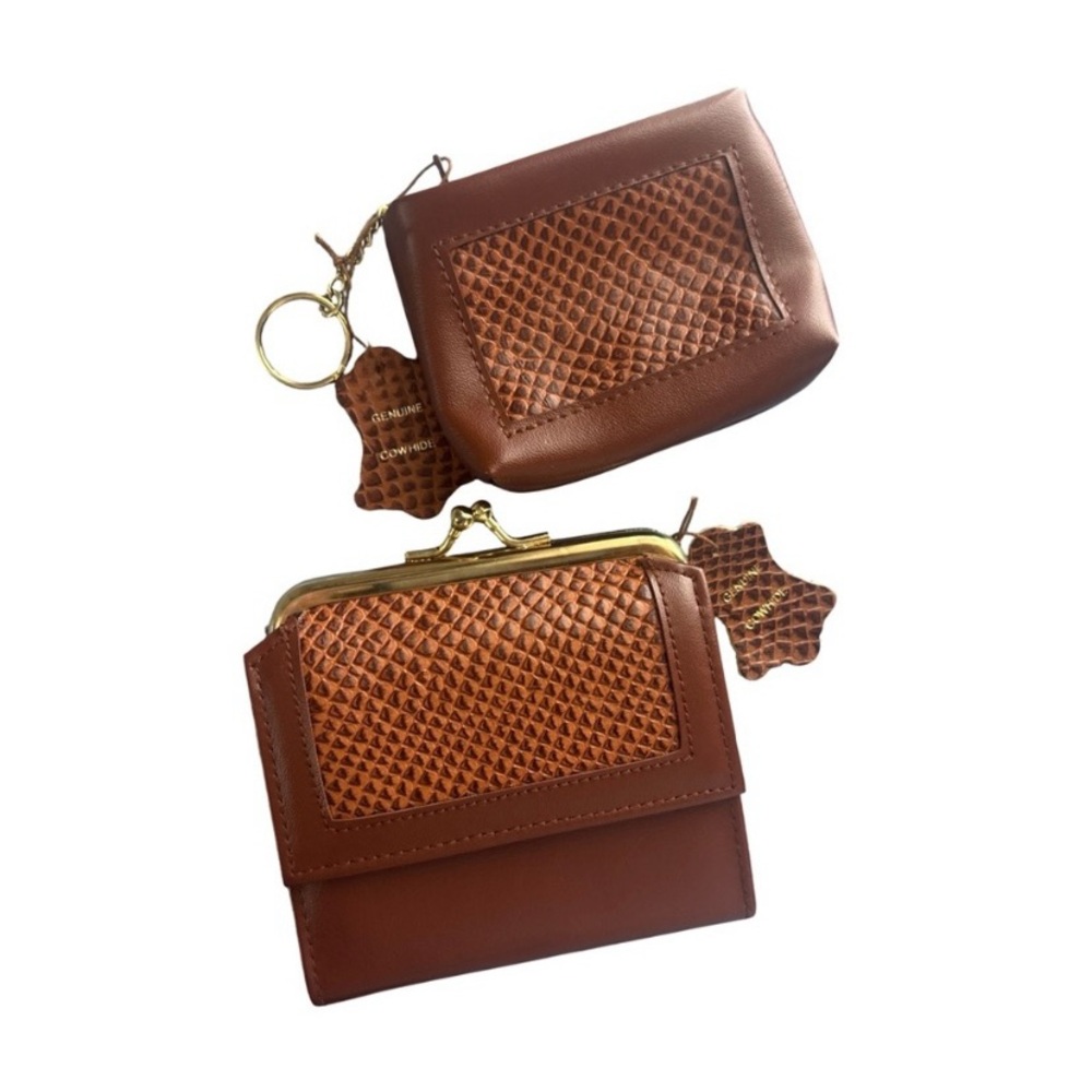 Vintage Avon genuine leather decent wallet set  NWT